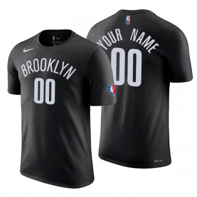 Brooklyn Nets Custom Black Men's Nike 2021 22 NBA 75th Anniversary Diamond T Shirt